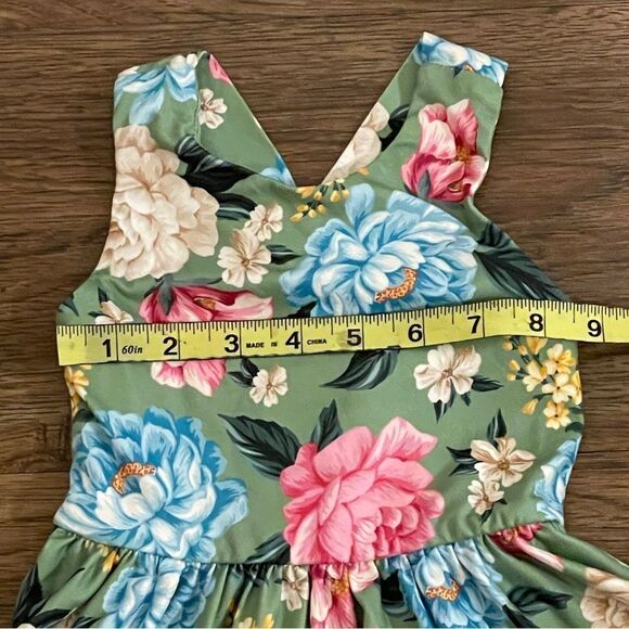 Love & Sprinkles Sleeveless Floral Twirl Dress Green Pink Blue Cream Size 2T - Picture 6 of 11